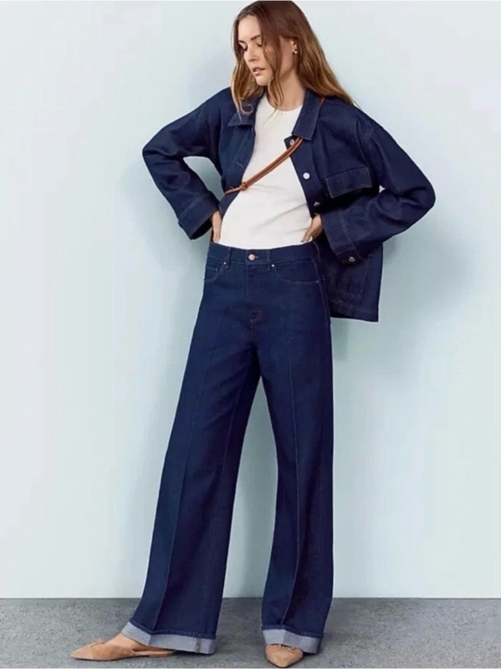 Ann Taylor Palazzo Jeans Size 10 Mid Rise Wide Leg Denim